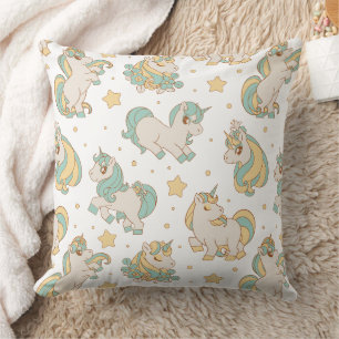 Celestial Unicorns & Stars Pattern Throw Pillow