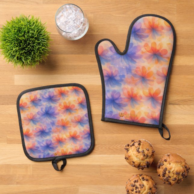 Celestial Veil Oven Mitt & Pot Holder Set (Top Down)