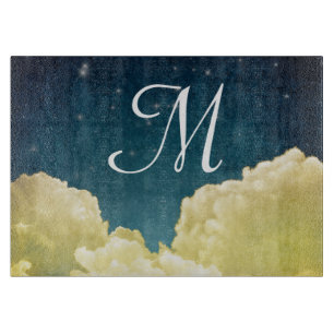 Celestial View Stars Monogram Glass Cutting Board