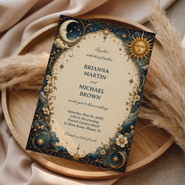 Celestial Vintage Botanical Moonlit Invitation (Creator Uploaded)