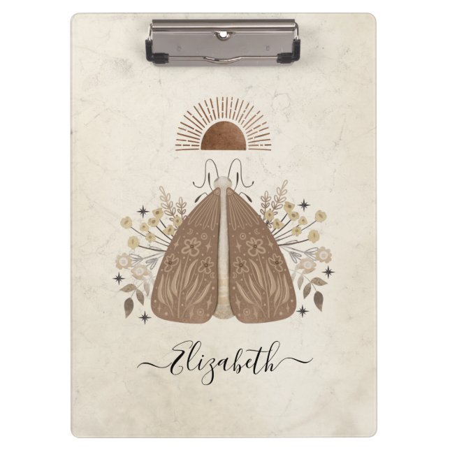 Celestial Vintage Luna Moth Butterfly Clipboard (Front)