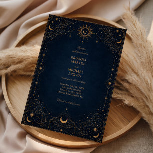 Celestial Vintage Midnight Cosmic Floral Invitation