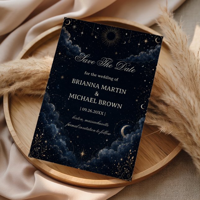 Celestial Vintage Romantic Midnight Save The Date (Creator Uploaded)