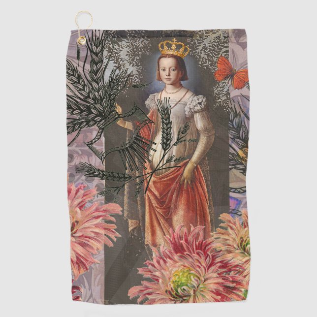 Celestial Virgo Goddess Collage: Vintage Celestial Golf Towel (Front)