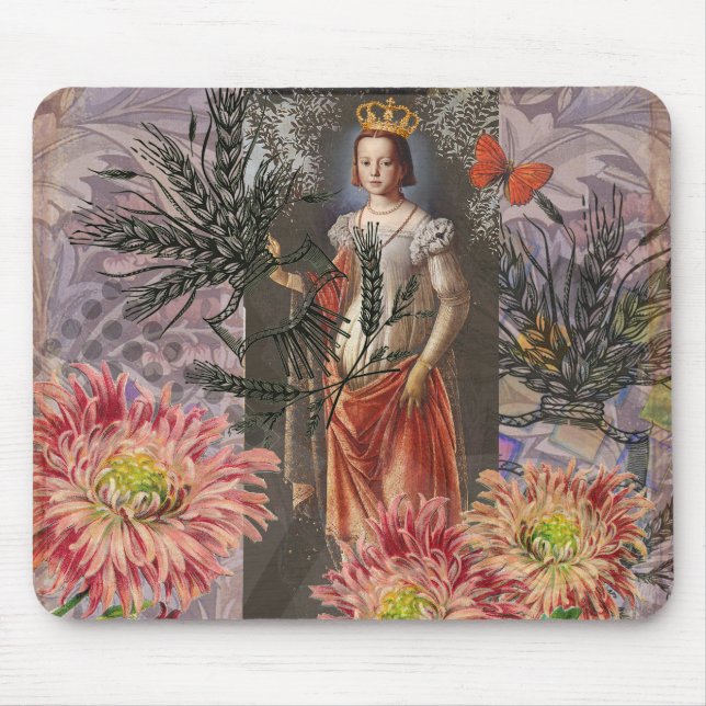 Celestial Virgo Goddess Collage: Vintage Celestial Mouse Pad (Front)