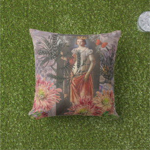 Celestial Virgo Goddess Collage: Vintage Celestial Outdoor Pillow