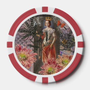 Celestial Virgo Goddess Collage: Vintage Celestial Poker Chips
