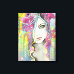 Celestial Vision Girl in the Stars Pop Fantasy Art Canvas Print<br><div class="desc">"Celestial Vision" © Molly Harrison 2012 From my original watercolor,  ink,  and acrylic painting. www.mollyharrisonart.com</div>