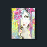 Celestial Vision Girl in the Stars Pop Fantasy Art Canvas Print<br><div class="desc">"Celestial Vision" © Molly Harrison 2012 From my original watercolor,  ink,  and acrylic painting. www.mollyharrisonart.com</div>