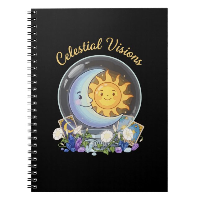 Celestial Visions | Cute Sun and Moon Tarot Crysta Notebook (Front)
