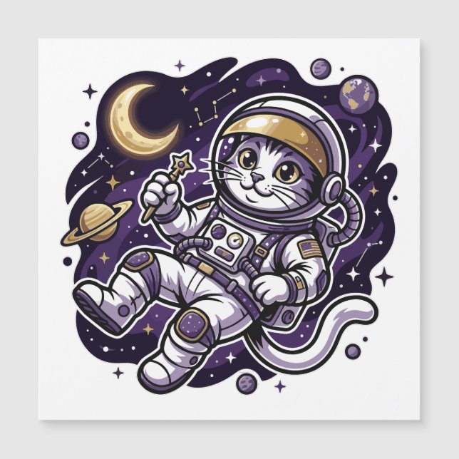 Celestial Voyager: Purple Astronaut Cat Space Masc (Front)