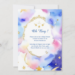Celestial Watercolor Baby Shower Invitation