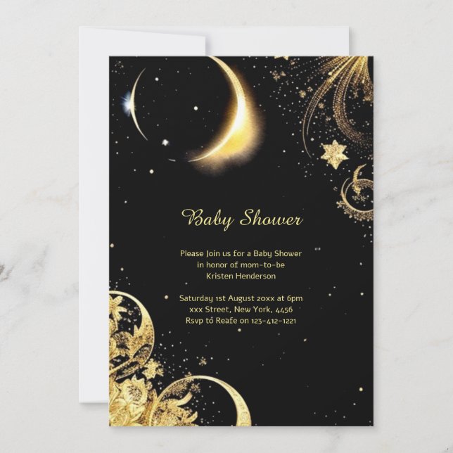 Celestial Watercolor Baby Shower Invitation (Front)