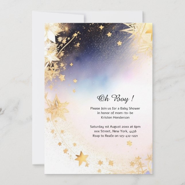 Celestial Watercolor Baby Shower Invitation (Front)