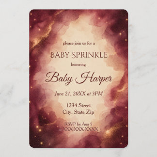 Celestial Watercolor Baby Sprinkle Invitation Red