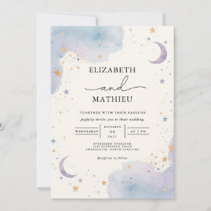 Celestial Watercolor Dream Wedding Invitation