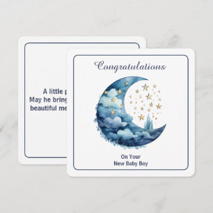 Celestial Watercolor Moon & Stars Invitation