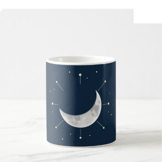 Celestial Watercolor Mug - Deep Navy & Silver (Ful