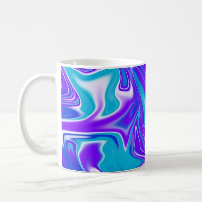 Celestial Waves: The Blue White and Purple Marble Coffee Mug (Left)