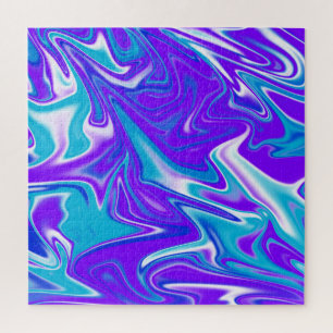 Celestial Waves: The Blue White and Purple Marble Jigsaw Puzzle