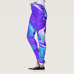 Celestial Waves: The Blue White and Purple Marble Leggings