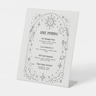 Celestial Wedding Bar Drink Menu Pedestal Sign