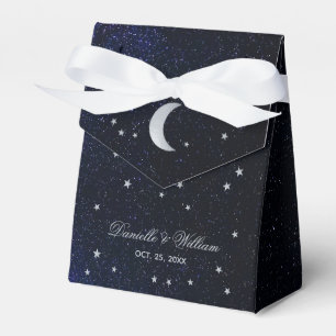 Celestial Wedding Blue Starry Night Silver Moon  Favor Box