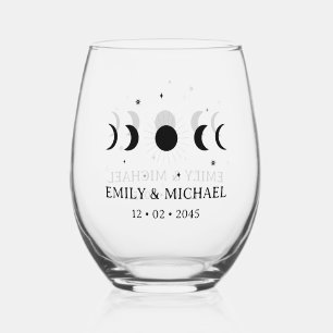 Celestial Wedding Favor Stemless Wine Glass