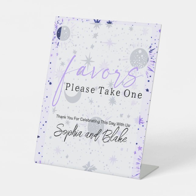 Celestial Wedding Favours Pedestal Sign (Front)