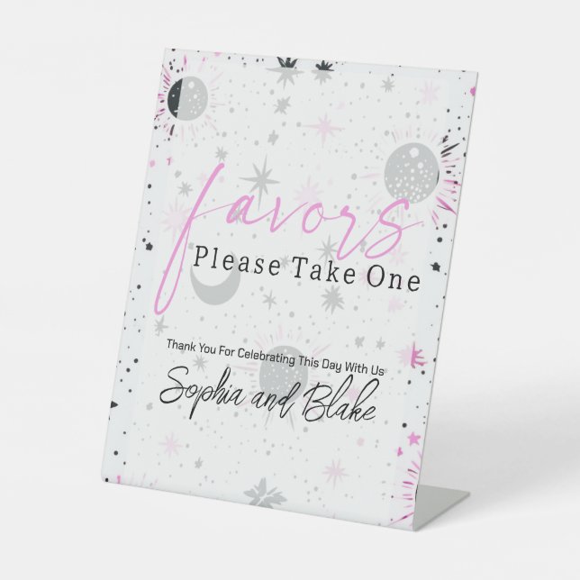 Celestial Wedding Favours Pedestal Sign (Front)