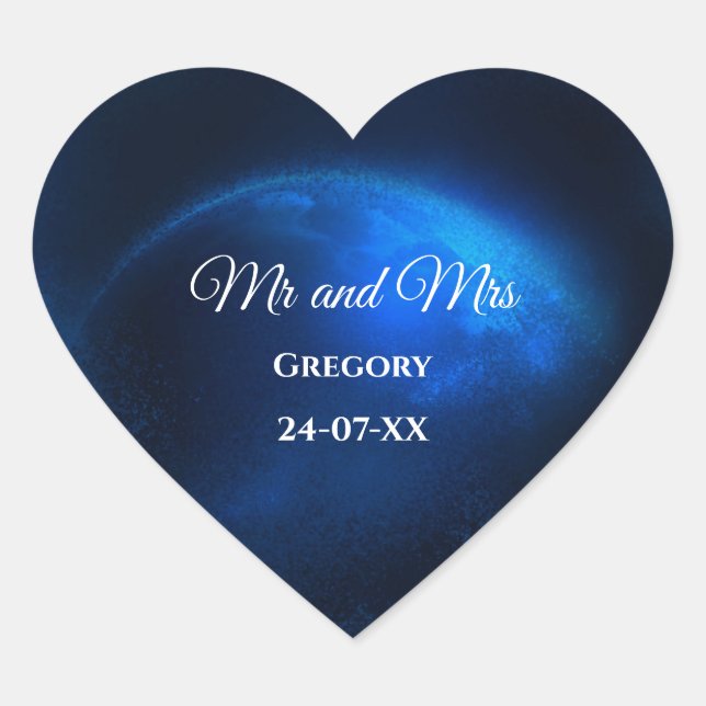 Celestial wedding Full Blue Moon & Stars Midnight Heart Sticker (Front)