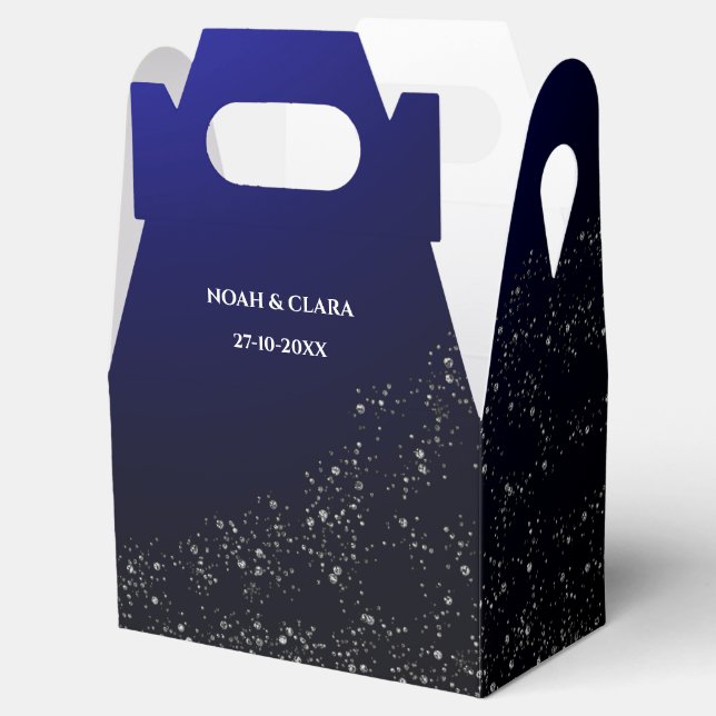 Celestial wedding Full Moon & Stars Midnight blue  Favor Box (Opened)