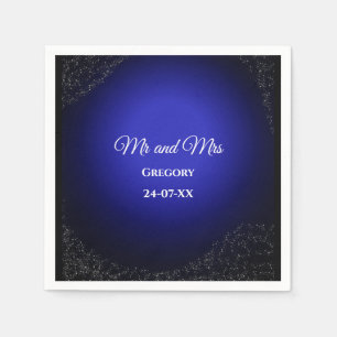 Celestial wedding Full Moon & Stars Midnight blue Napkin