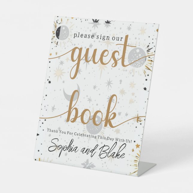 Celestial Wedding Guest Book Pedestal Sign (Front)