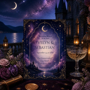 Celestial Wedding Invitation   Moonlit Castle