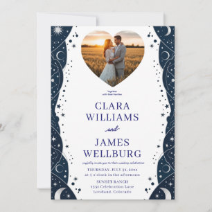 Celestial Wedding Invite Template – Deep Blue & Si
