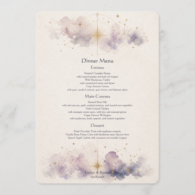 Celestial Wedding Menu Card (Front)