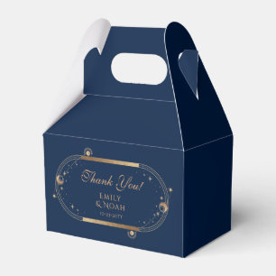 Celestial Wedding Navy Gold Sun Moon Stars Favor Box