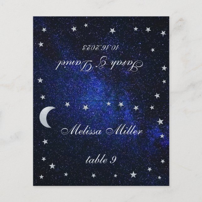 Celestial Wedding Place Card - Printed Guest Name (Front)