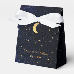 Celestial Wedding Starry Night Blue Sky Gold Stars Favor Box