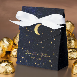 Celestial Wedding Starry Night Blue Sky Gold Stars Favor Box