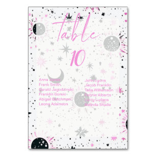 Celestial Wedding Table Numbers With Guest Names