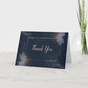 Celestial Wedding Thank You Card   Navy & Gold