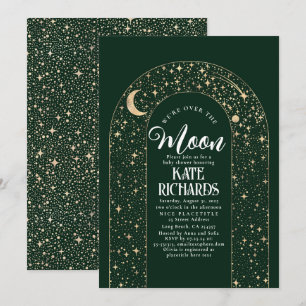 Celestial We're Over The Moon Starry Baby Shower Invitation