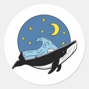 Celestial Whale T-Shirt Classic Round Sticker