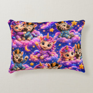 Celestial whimsical zebra unicorn baby animals lum accent pillow