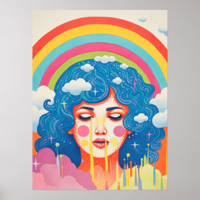 Celestial Whispers: The space-Haired Muse Poster (Front)