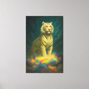 Celestial White Tiger of Radiant Steps – Divine Gl Canvas Print