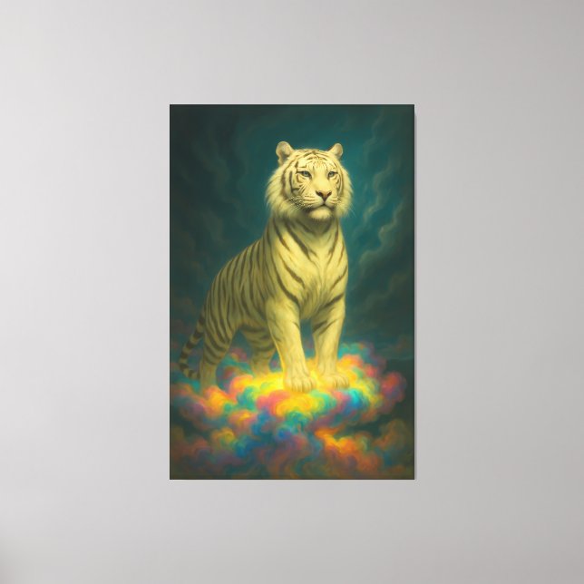 Celestial White Tiger of Radiant Steps – Divine Gl Canvas Print (Front)