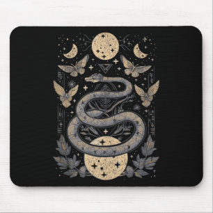 Celestial Wiccan Snake Moth Moon Phases Witch Paga Mouse Pad